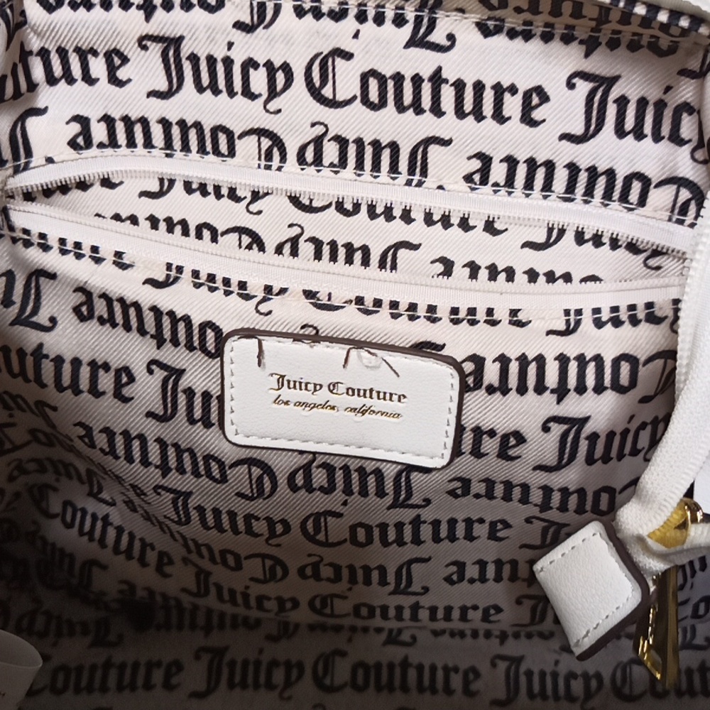 Juicy Couture Billboard Tote Bag Purse Crossbody In White & Rose Pink Detail - Picture 8 of 9